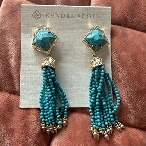 Kendra Scott Misha tassel Dangle Turquoise Earrings- LIKE NEW!